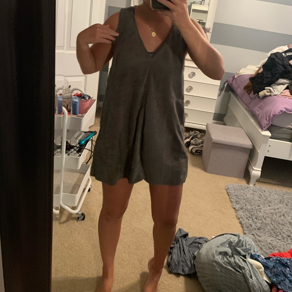 grey shift dress v neck